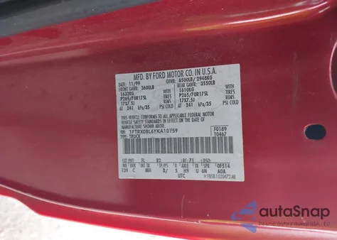 2000 Ford F-150 Lariat/Xl/Xlt from USA, damaged, VIN 1FTRX08L6YKA10159